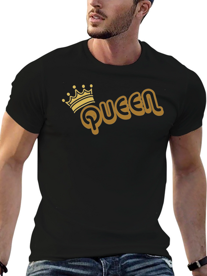 Queen Graphic Tee - Gold Print on Black