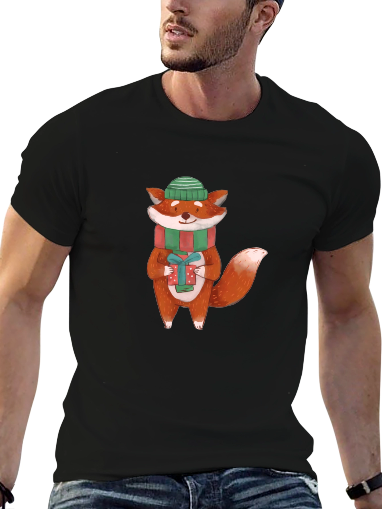 Festive Fox Graphic Tee - Holiday Cheer