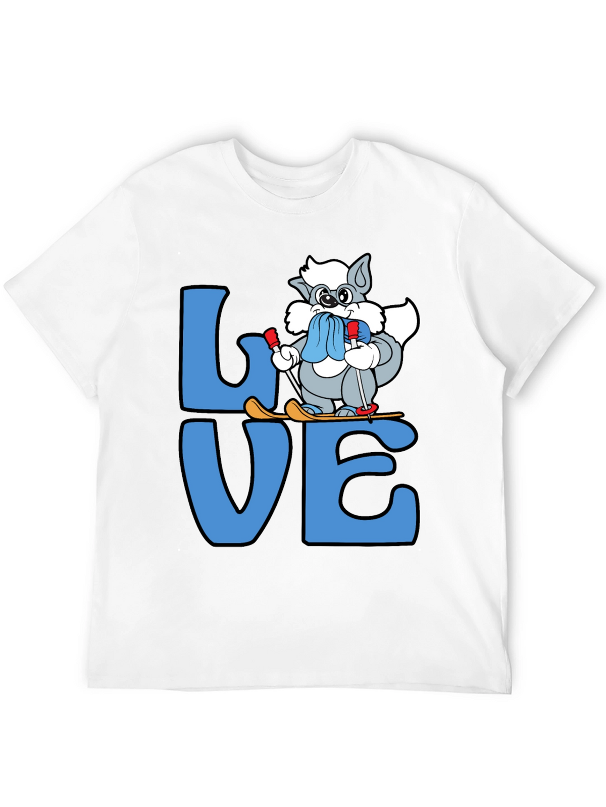 Love to Ski T-Shirt Cute Cartoon Skiing Cat