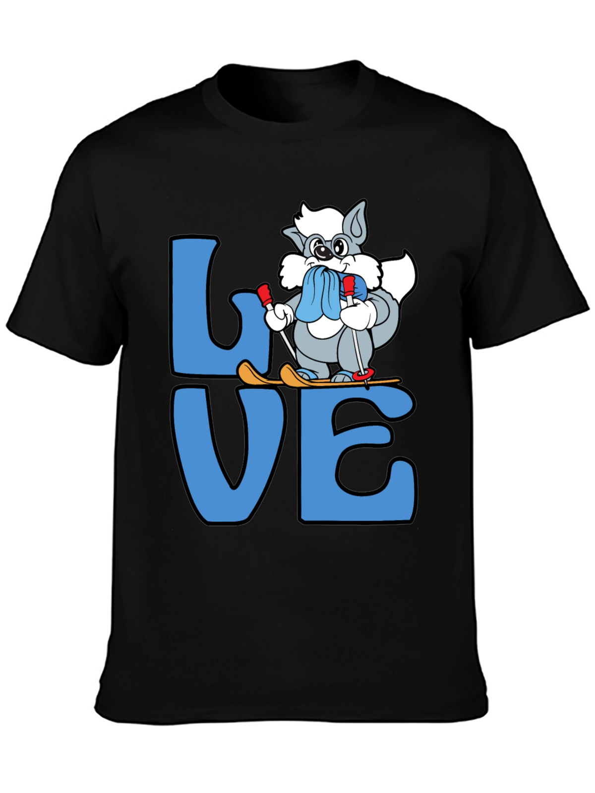 Love to Ski T-Shirt Cute Cartoon Skiing Cat