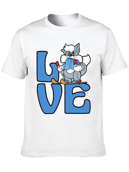 Love to Ski T-Shirt Cute Cartoon Skiing Cat