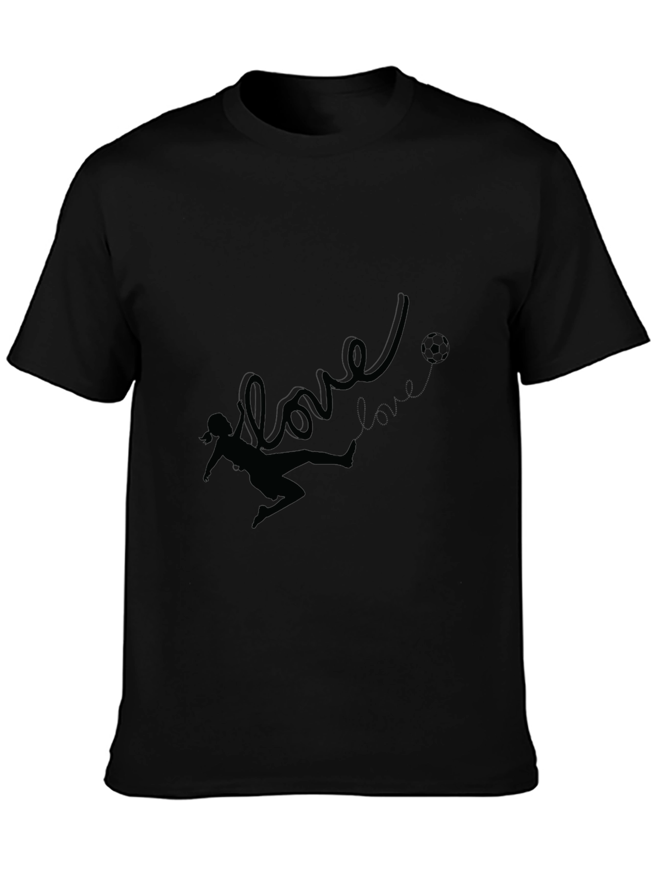 Love Soccer Black T-Shirt for Women