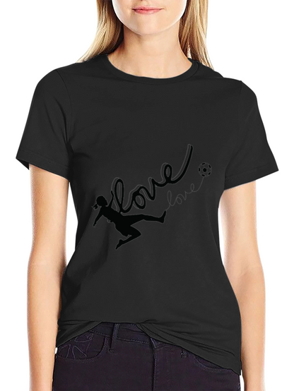 Love Soccer Black T-Shirt for Women