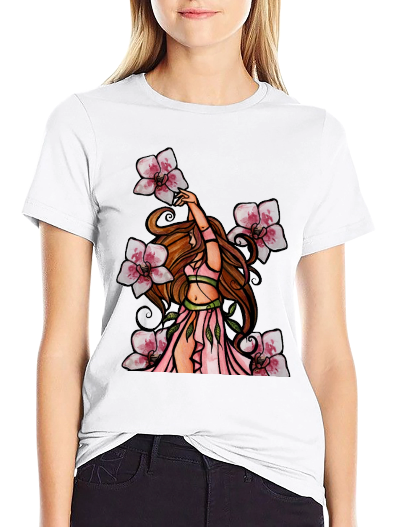 Floral Fairy T-Shirt - Black Graphic Tee