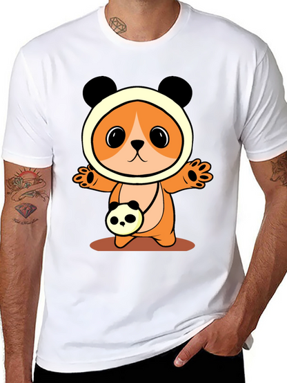 Cute Cartoon Panda Bear T-Shirt - Black