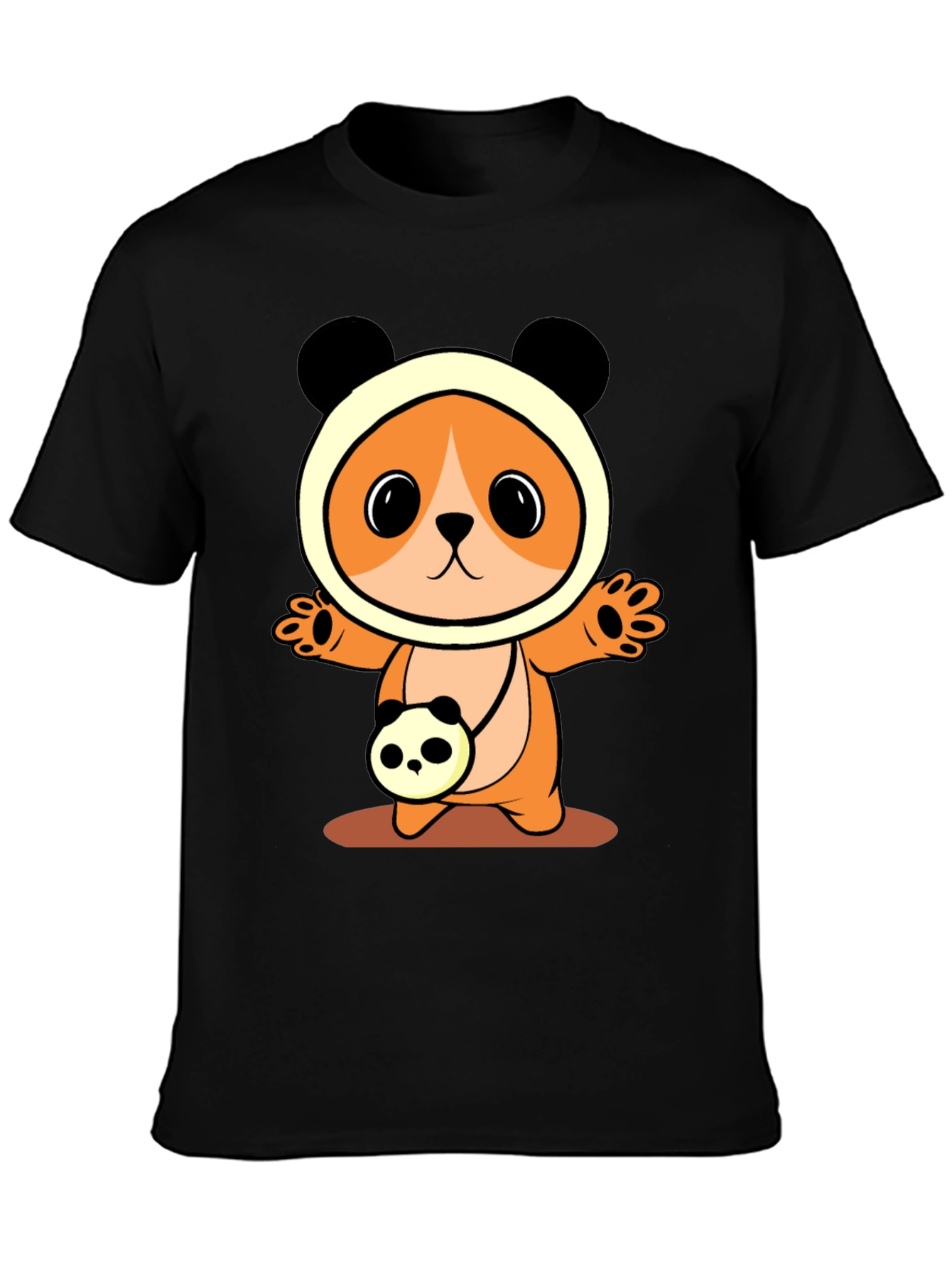 Cute Cartoon Panda Bear T-Shirt - Black
