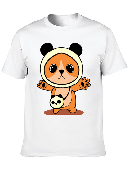Cute Cartoon Panda Bear T-Shirt - Black