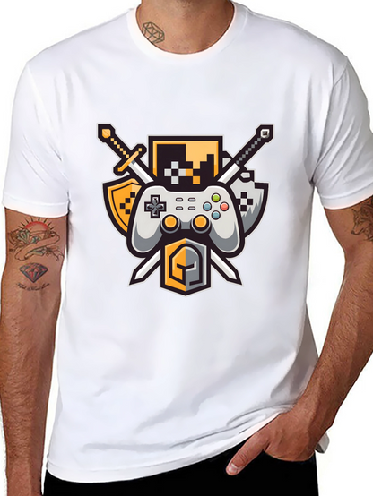 Gamers Crest Black T-Shirt - Sword & Controller