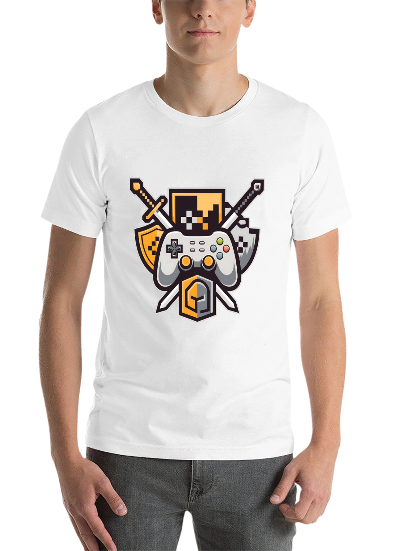 Gamers Crest Black T-Shirt - Sword & Controller