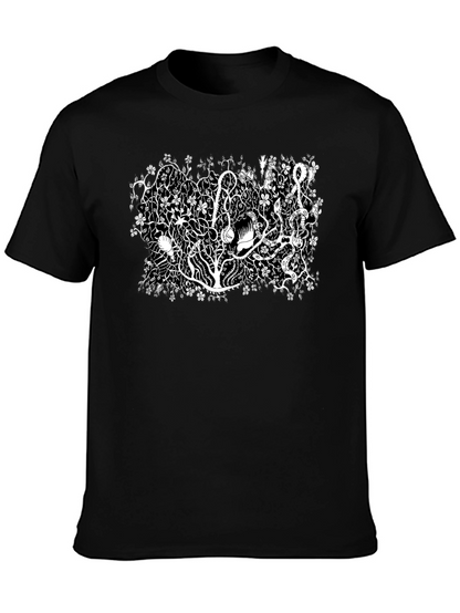 Botanical Black Tee - Unique Plant Life Design