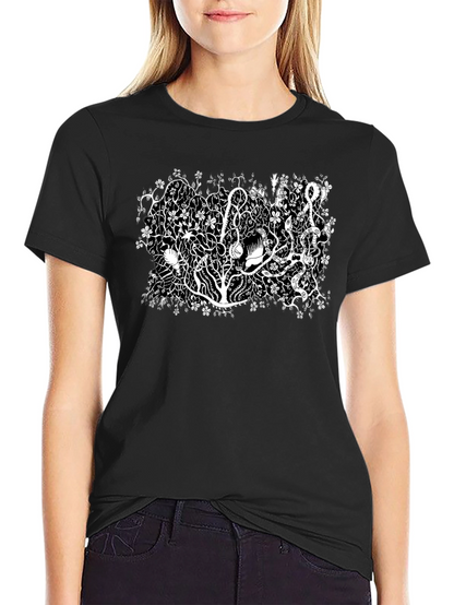 Botanical Black Tee - Unique Plant Life Design
