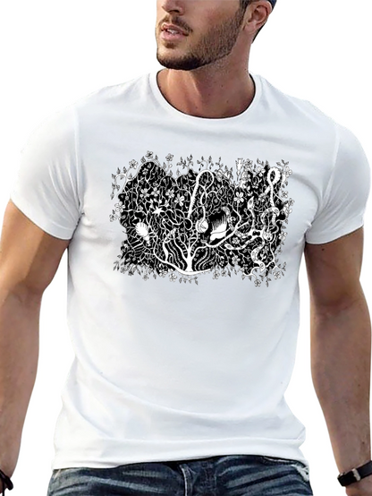 Botanical Black Tee - Unique Plant Life Design