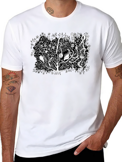 Botanical Black Tee - Unique Plant Life Design