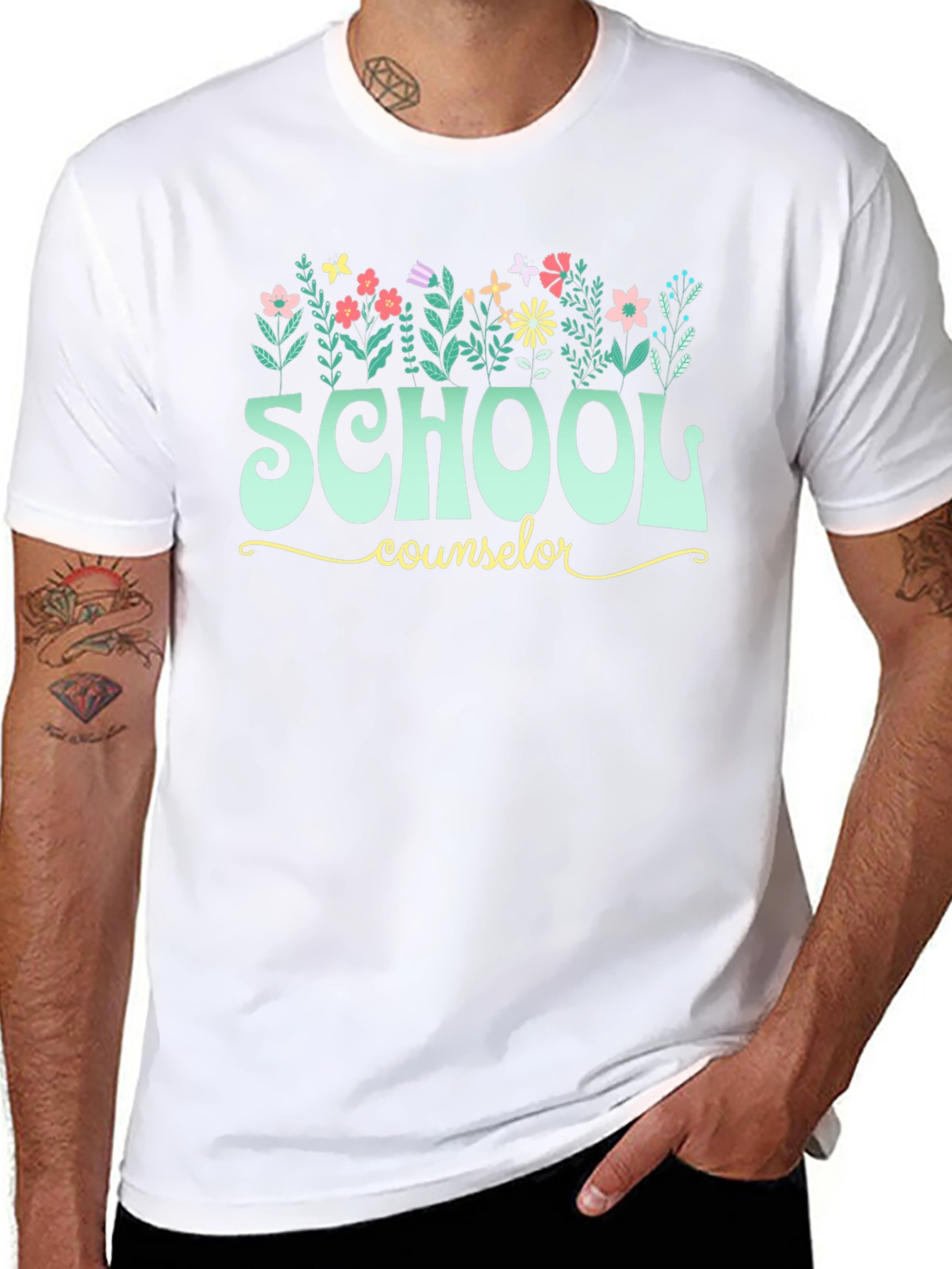 School Counselor Floral T-Shirt