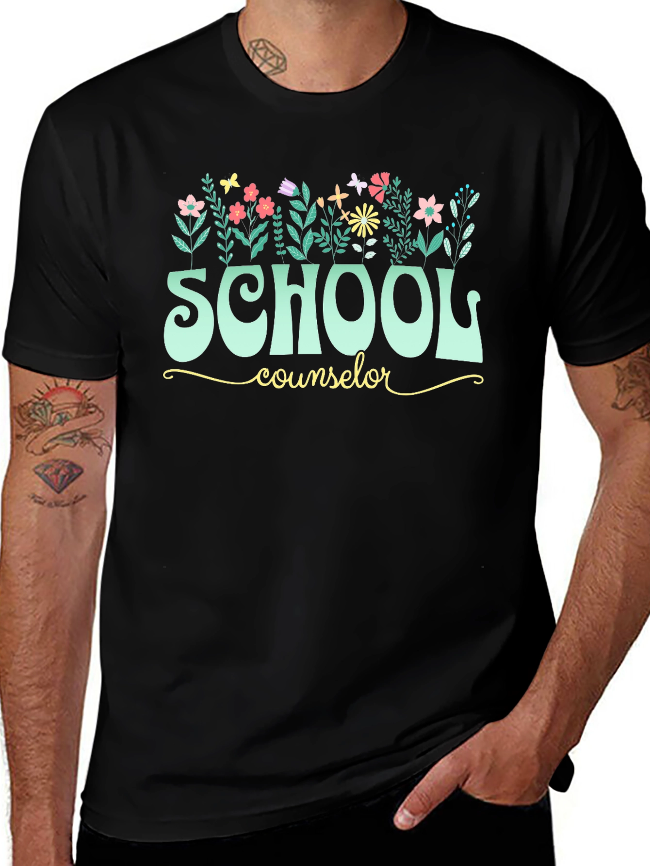 School Counselor Floral T-Shirt