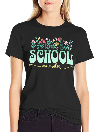 School Counselor Floral T-Shirt