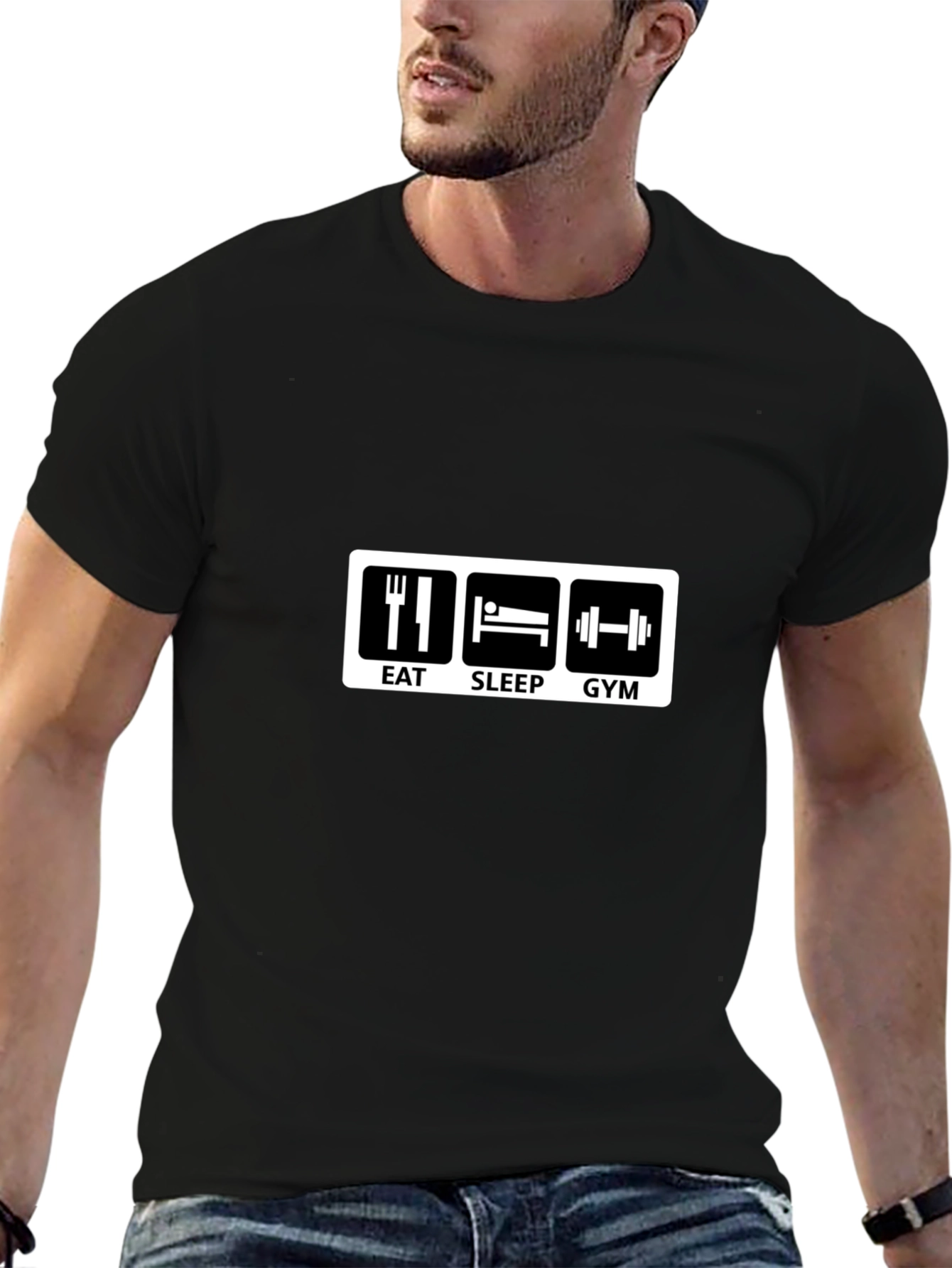 Eat Sleep Gym Black Graphic Tee