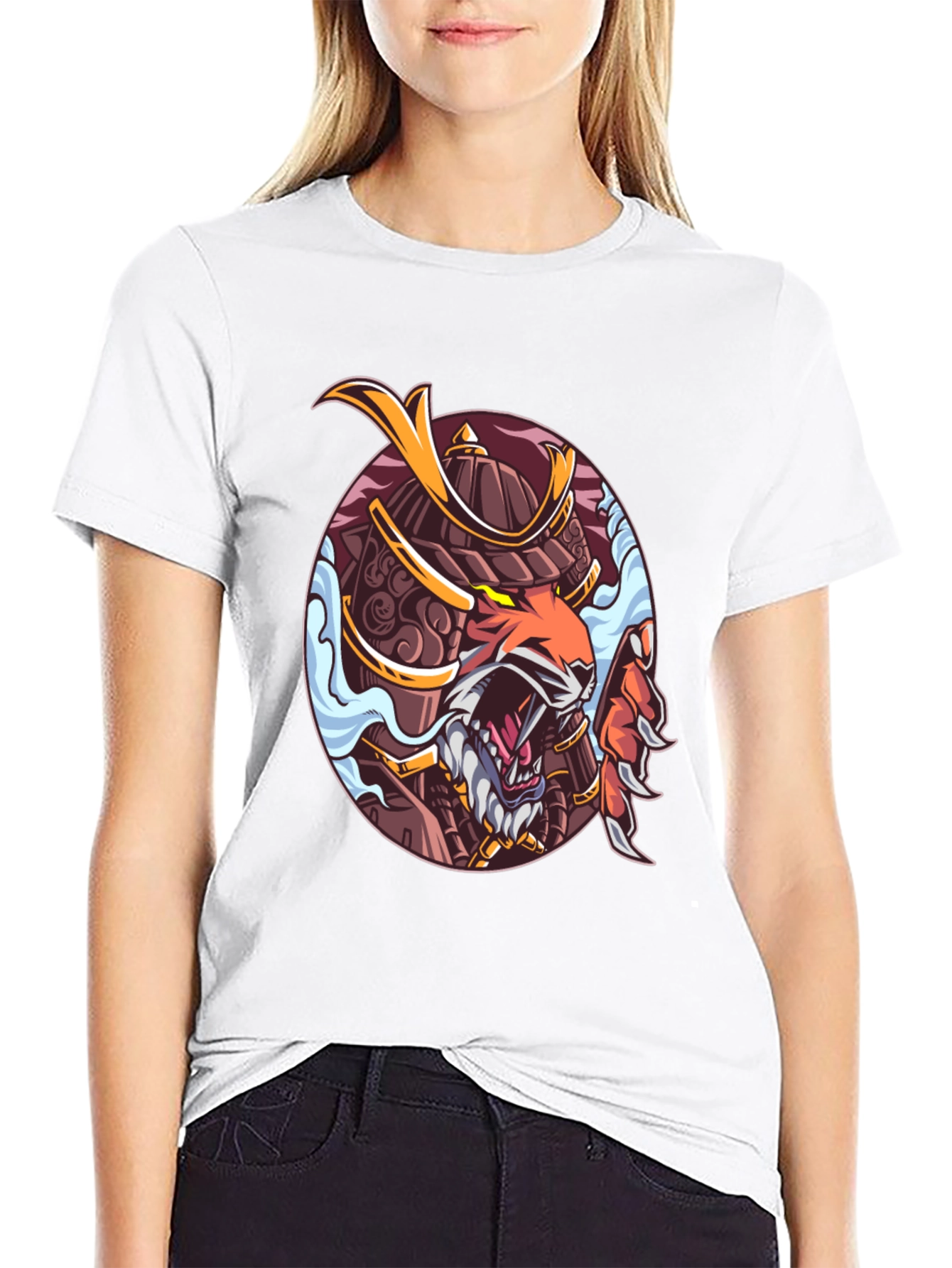 Samurai Tiger Graphic Print T-Shirt