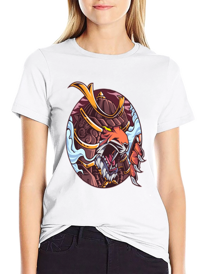 Samurai Tiger Graphic Print T-Shirt