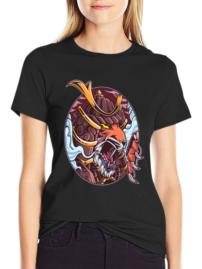 Samurai Tiger Graphic Print T-Shirt