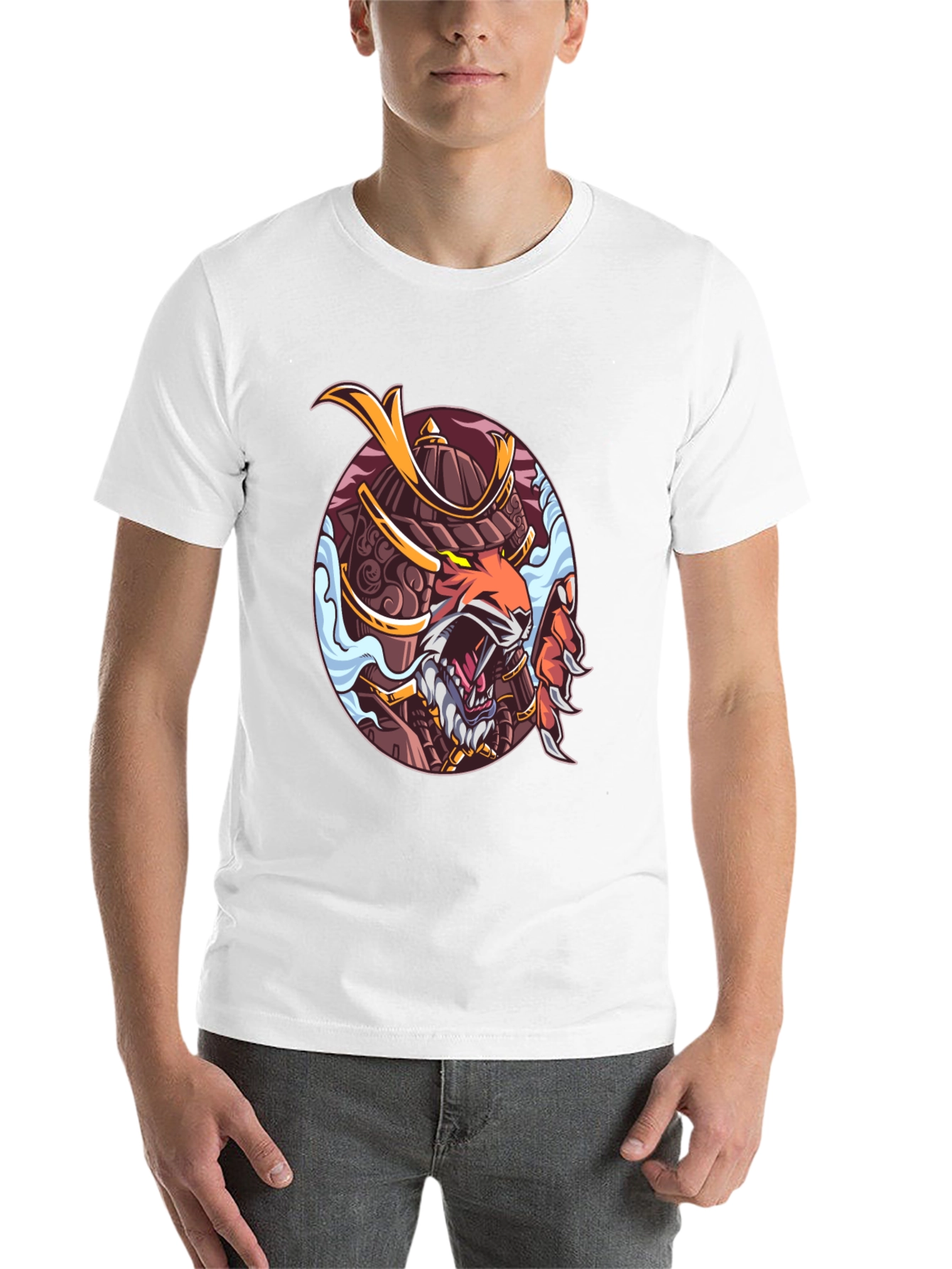 Samurai Tiger Graphic Print T-Shirt