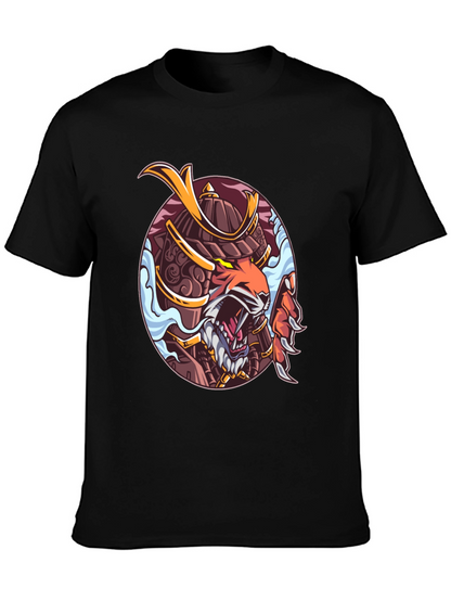 Samurai Tiger Graphic Print T-Shirt
