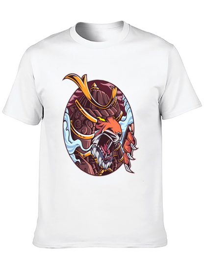 Samurai Tiger Graphic Print T-Shirt