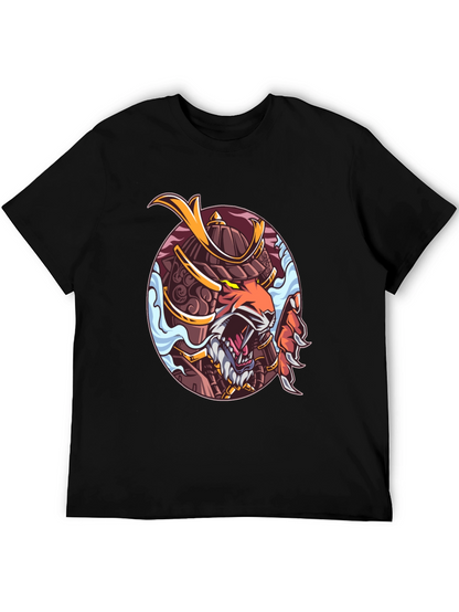 Samurai Tiger Graphic Print T-Shirt