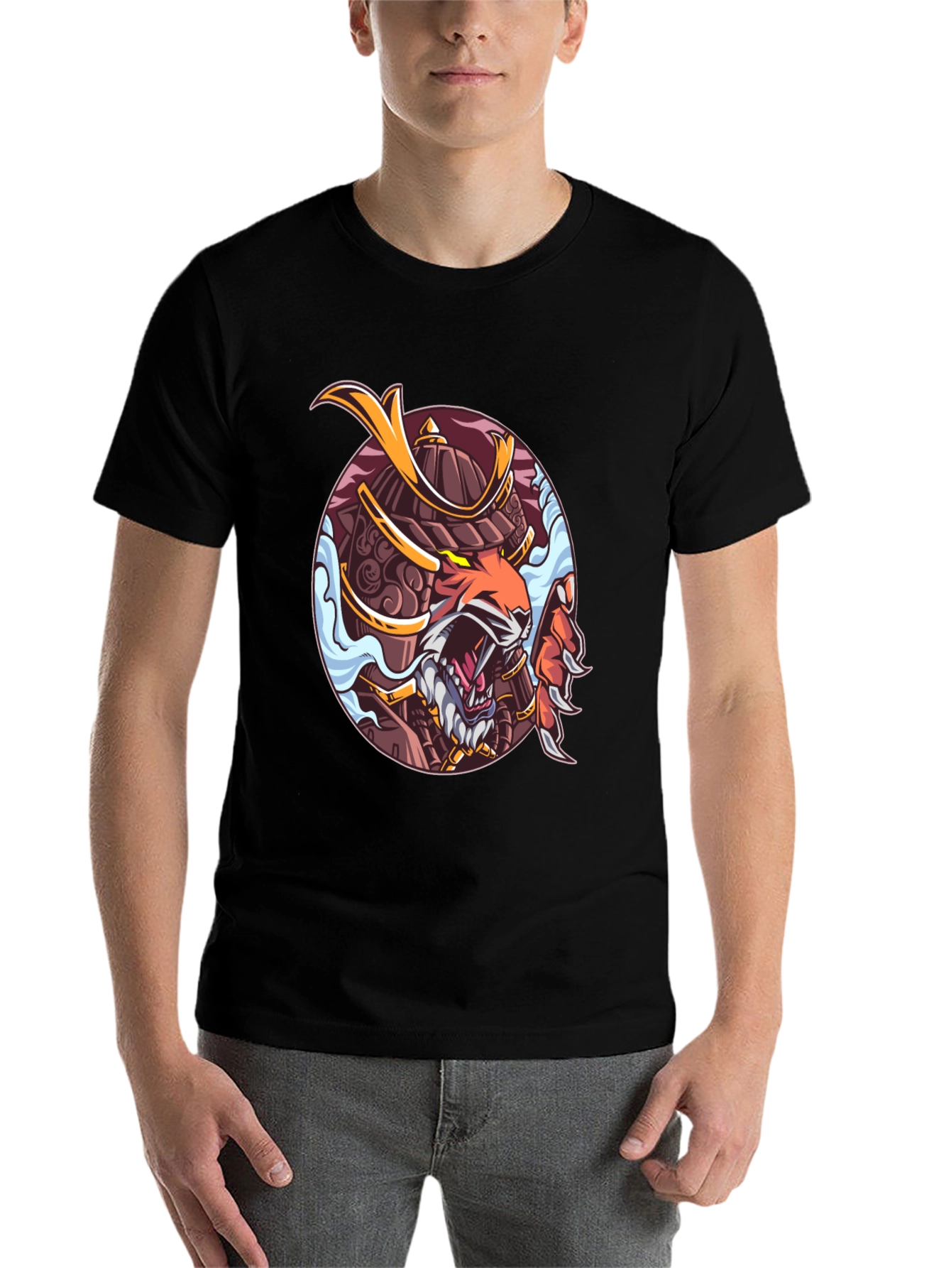 Samurai Tiger Graphic Print T-Shirt