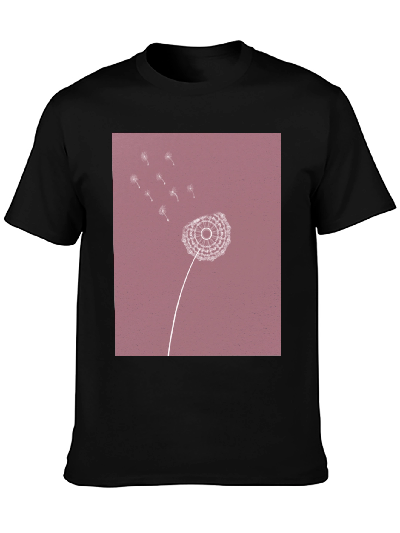 Dandelion Print Black T-Shirt