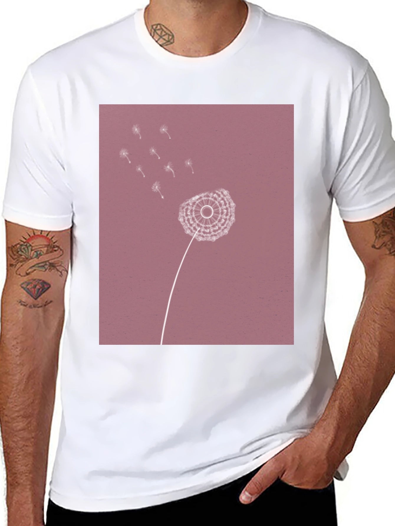 Dandelion Print Black T-Shirt