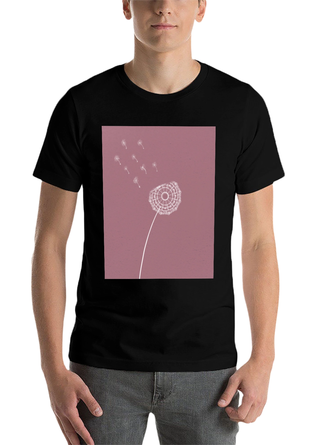 Dandelion Print Black T-Shirt