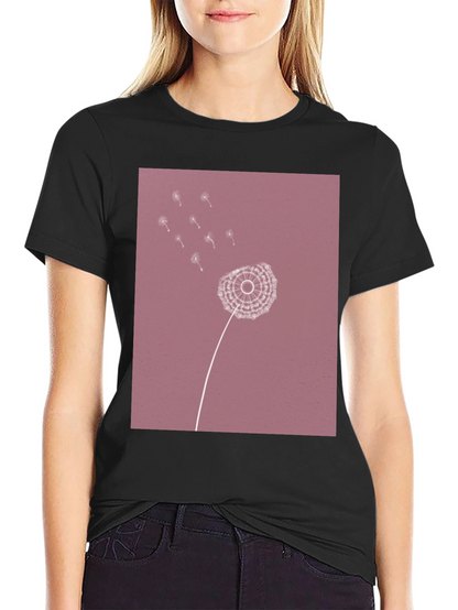Dandelion Print Black T-Shirt
