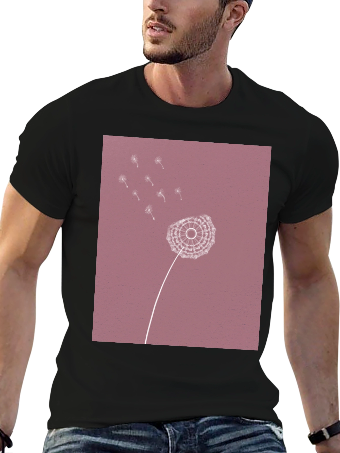 Dandelion Print Black T-Shirt