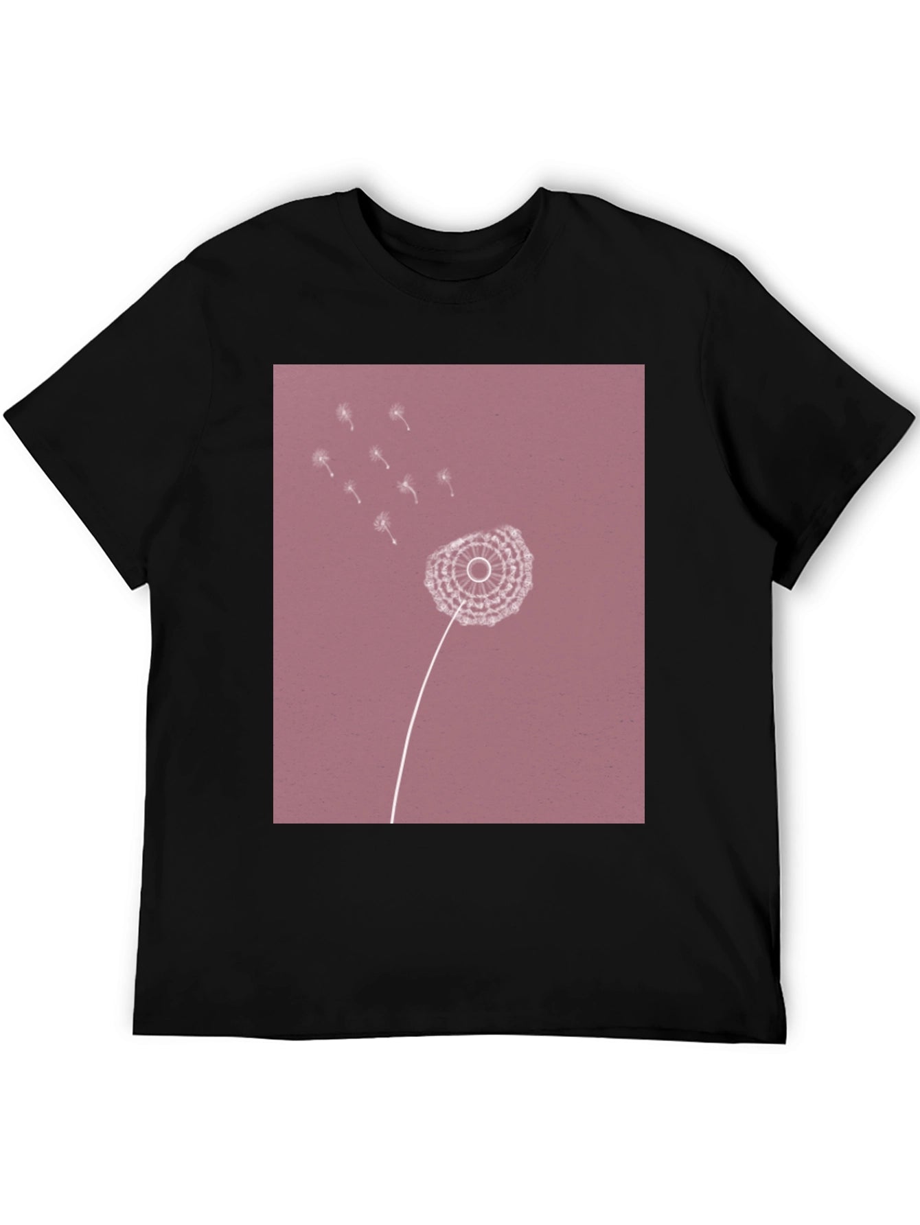 Dandelion Print Black T-Shirt