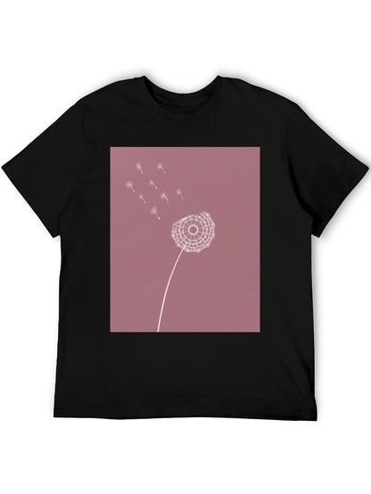 Dandelion Print Black T-Shirt