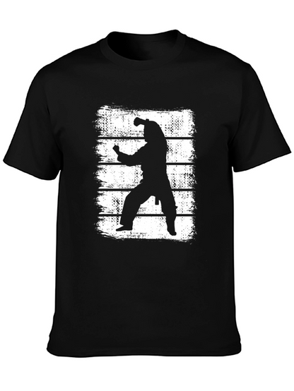 Martial Arts Silhouette Graphic T-Shirt - Black