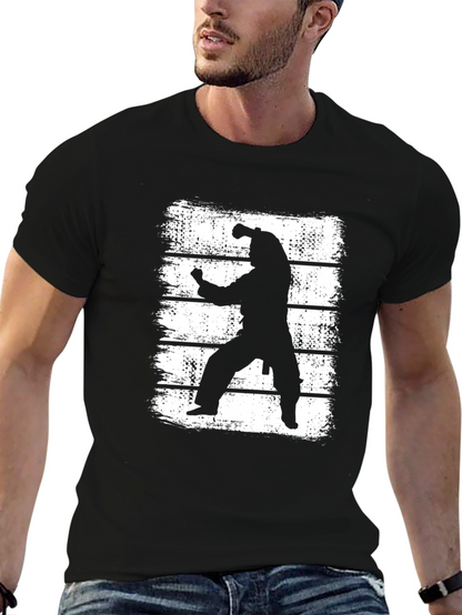 Martial Arts Silhouette Graphic T-Shirt - Black