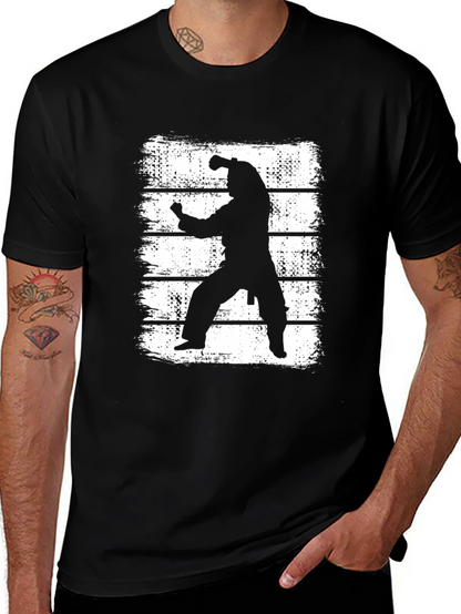 Martial Arts Silhouette Graphic T-Shirt - Black