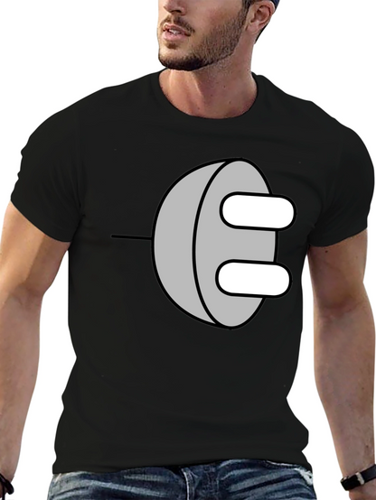 Novelty Power Plug Graphic T-Shirt - Black