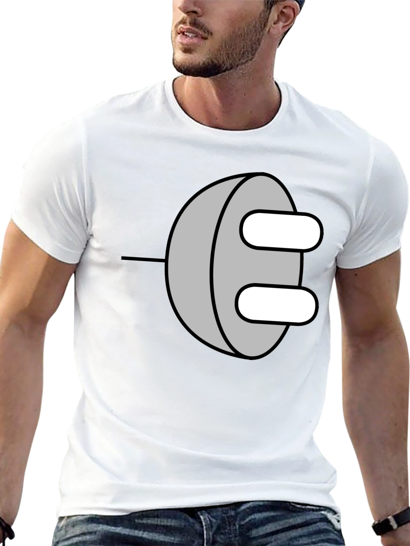 Novelty Power Plug Graphic T-Shirt - Black