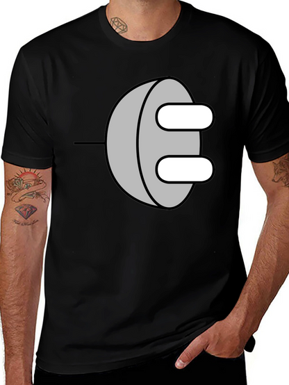 Novelty Power Plug Graphic T-Shirt - Black