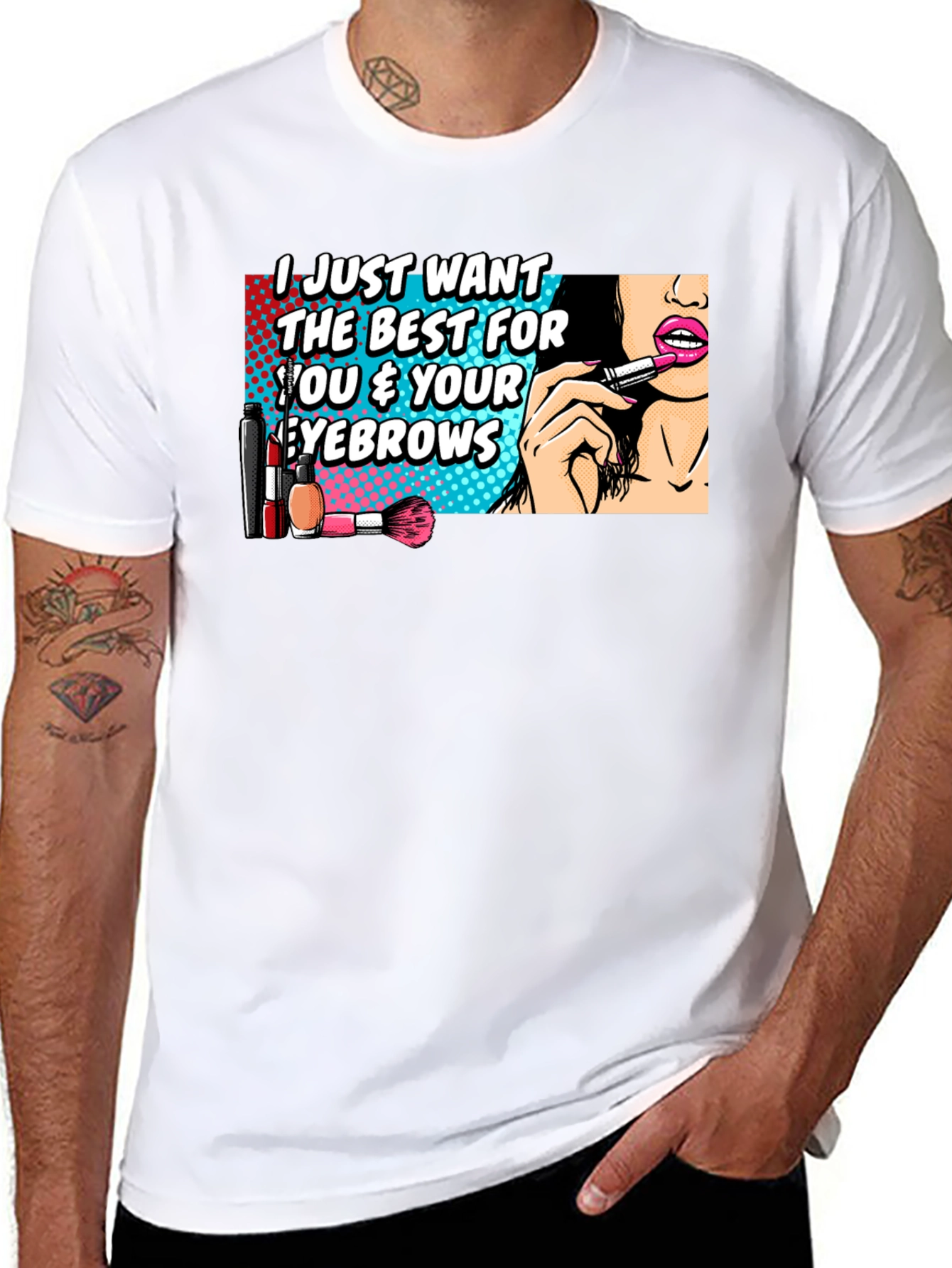 Funny Makeup Eyebrows T-Shirt - Beauty Lover Gift
