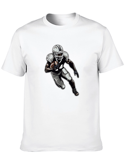 Football Player Graphic Tee - Black Cotton T-Shirt