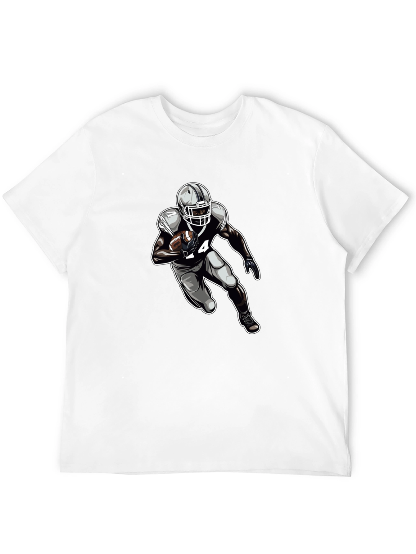 Football Player Graphic Tee - Black Cotton T-Shirt