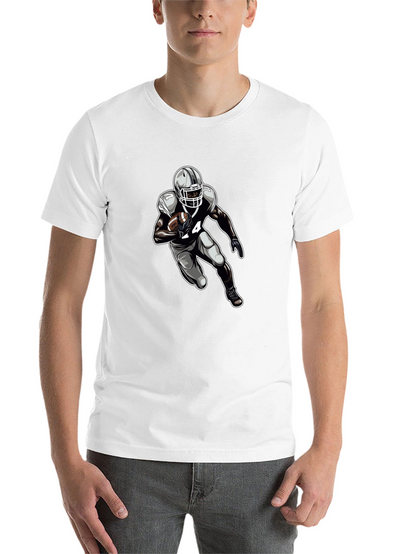 Football Player Graphic Tee - Black Cotton T-Shirt