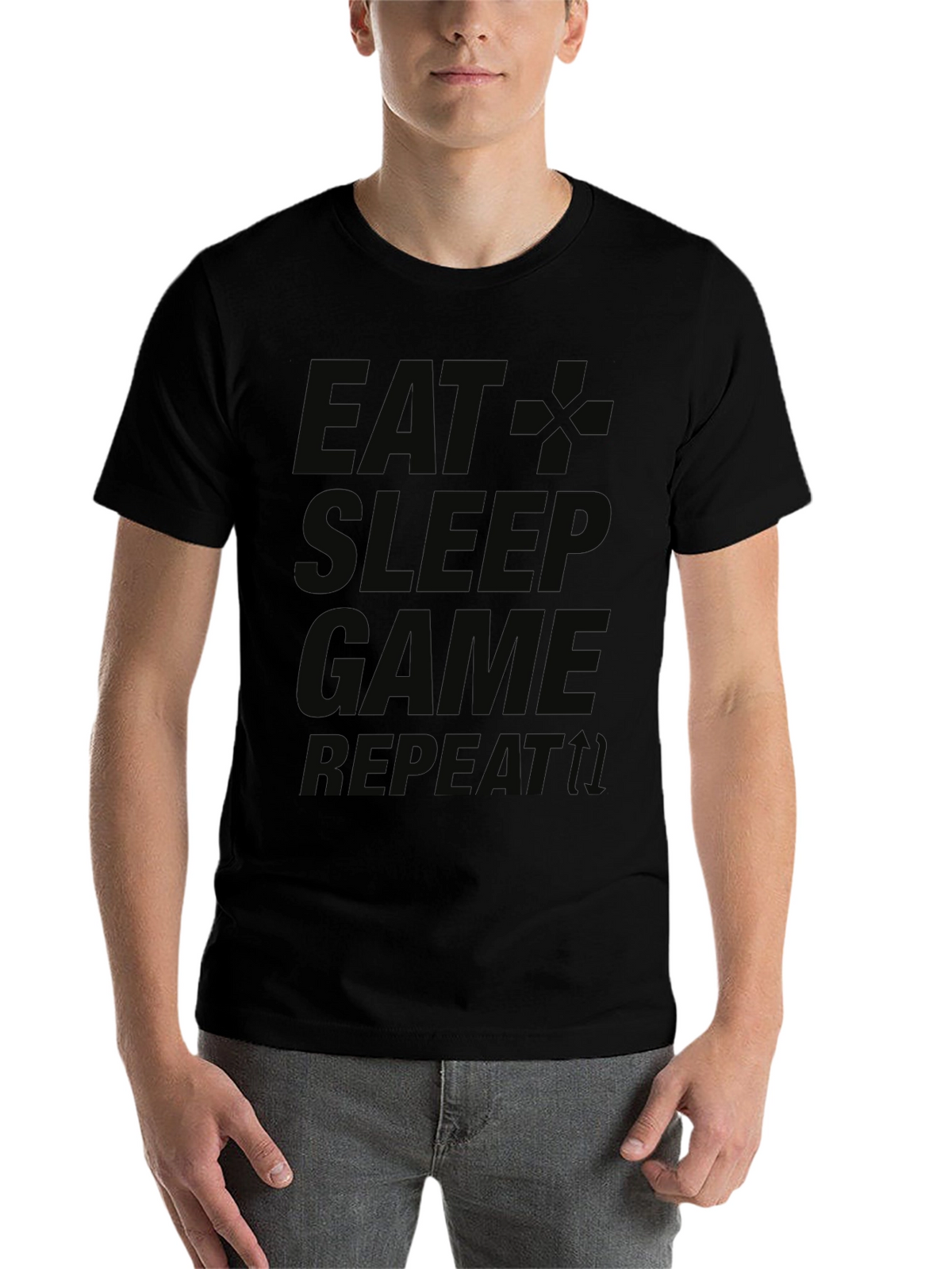 Eat Sleep Game Repeat Black T-Shirt