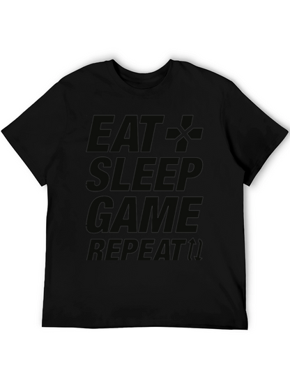 Eat Sleep Game Repeat Black T-Shirt