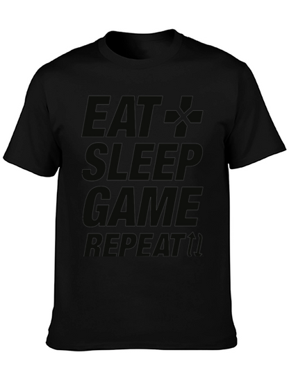 Eat Sleep Game Repeat Black T-Shirt