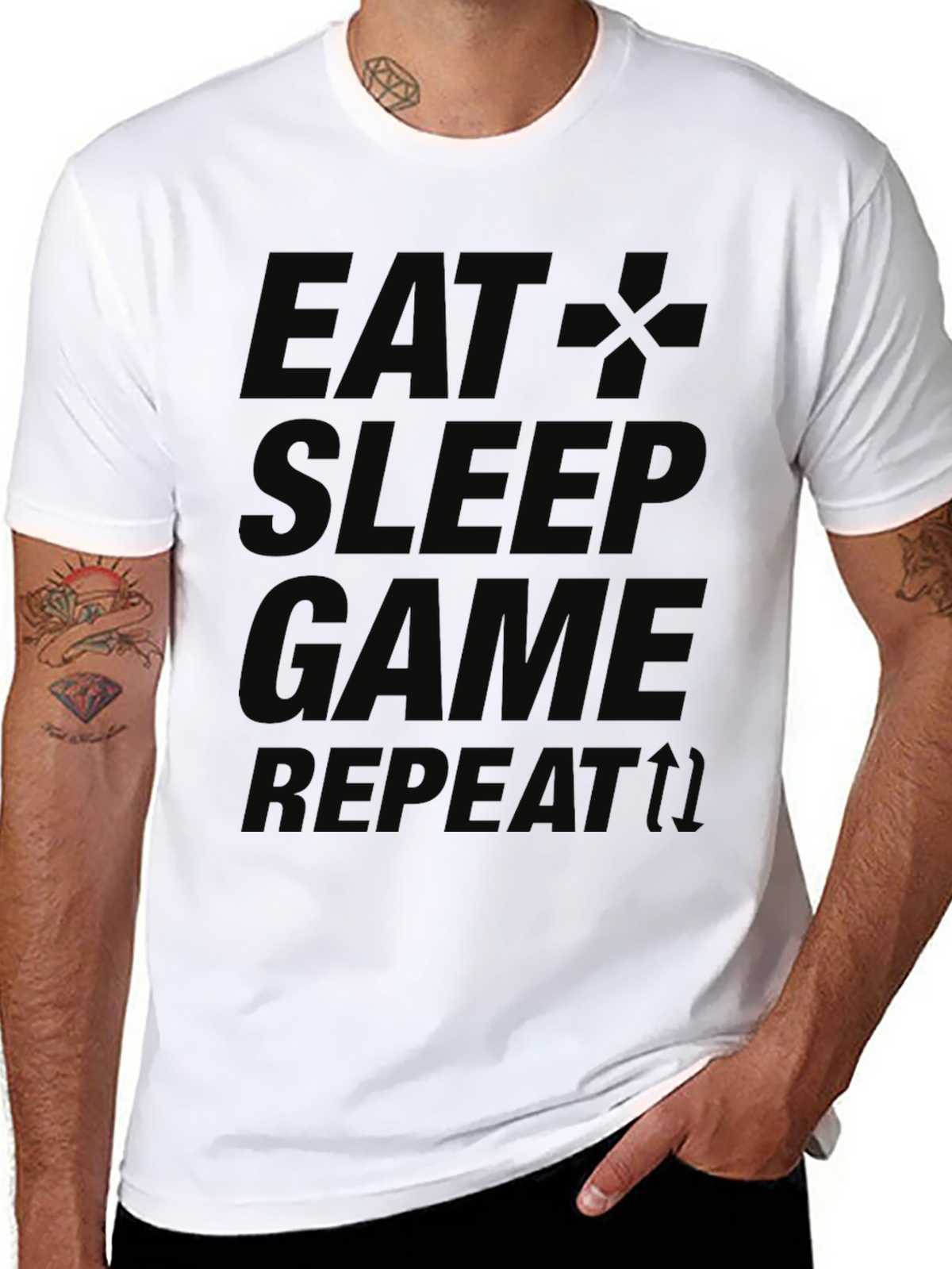 Eat Sleep Game Repeat Black T-Shirt